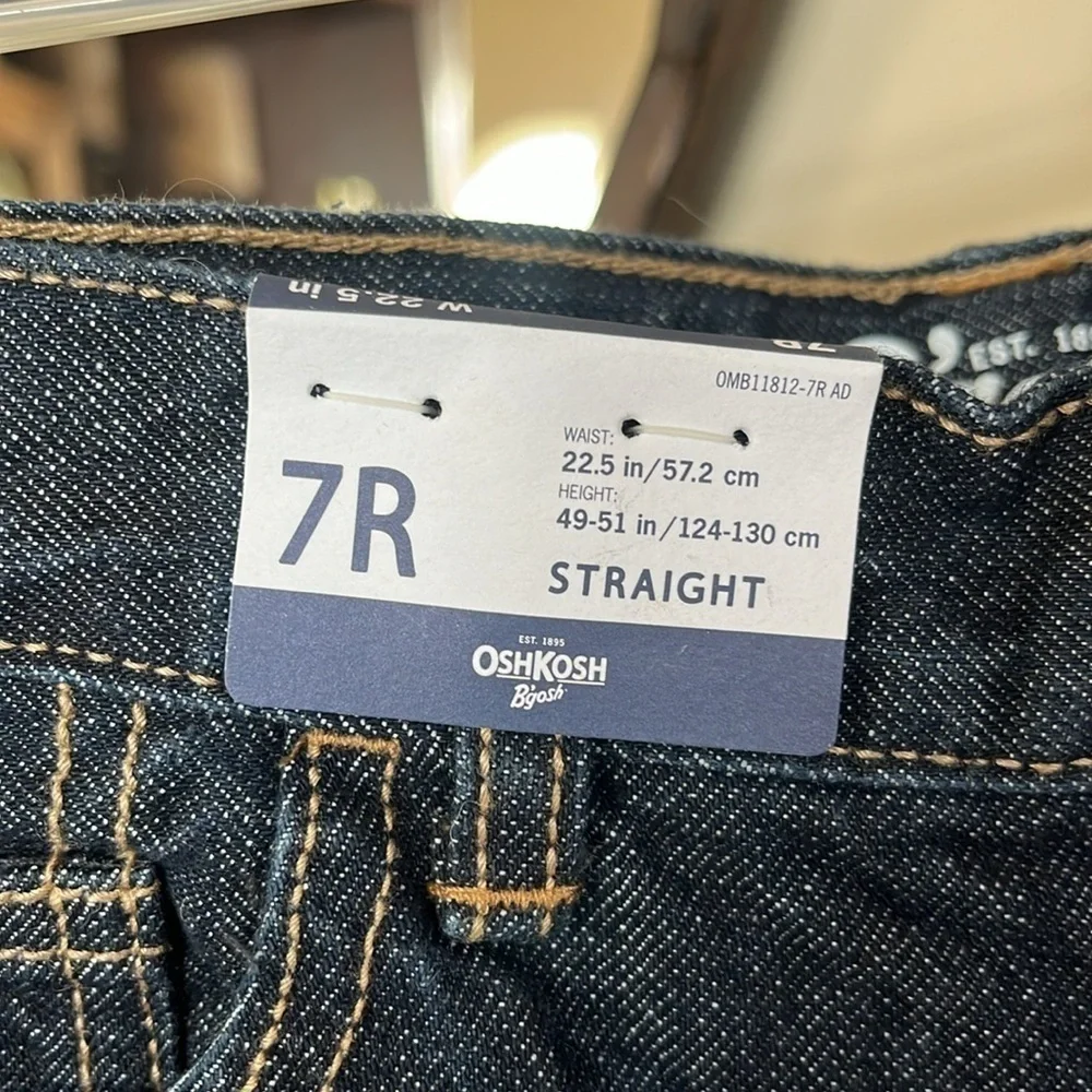 Brand New OshKosh B'Gosh Straight Jeans Dark Wash Denim Adjustable Waistband